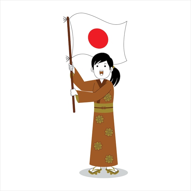 Femme célébrer l'illustration vectorielle de la fête de l'indépendance du japon