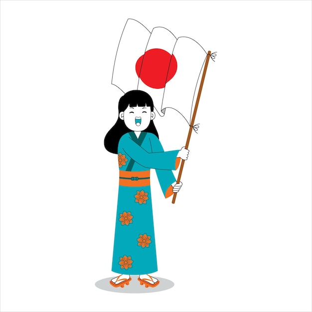 Femme célébrer l'illustration vectorielle de la fête de l'indépendance du japon