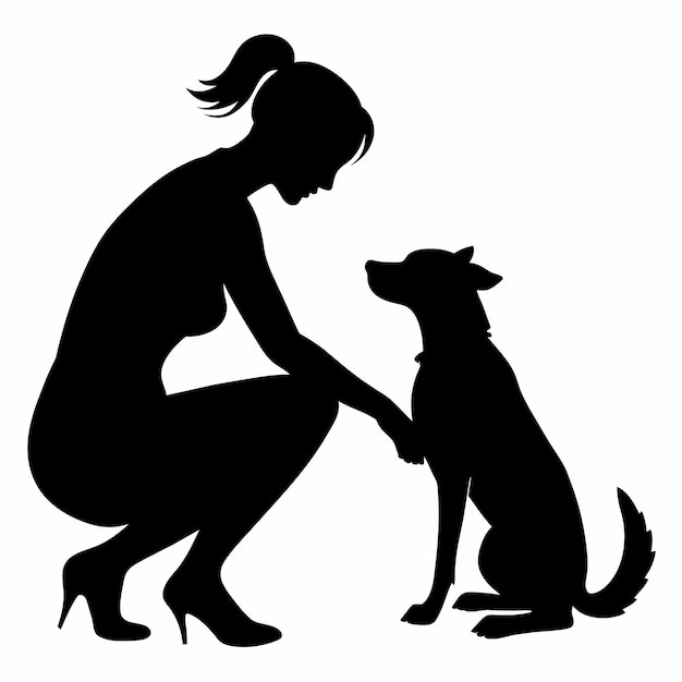 une femme et un chien sont assis l'un à côté de l'autre