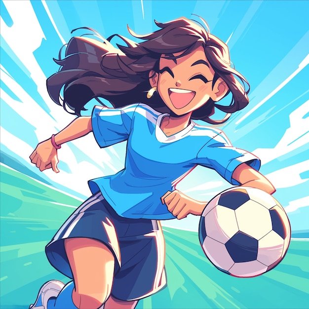 Vecteur une femme costaricaine joue au football.