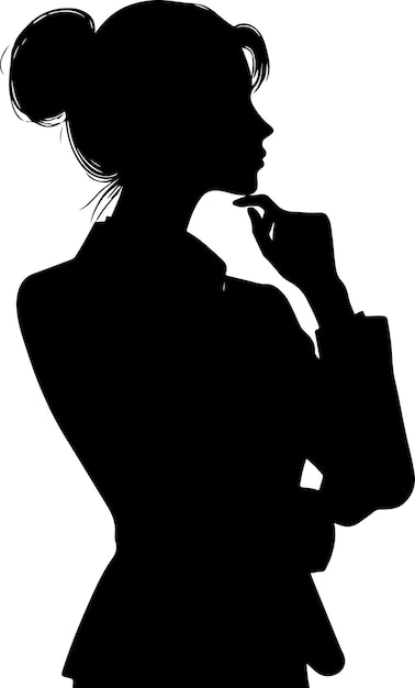 Vecteur femme en costume pensant pose silhouette vectorielle 2