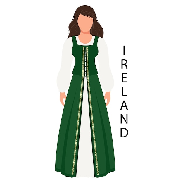 Femme En Costume Populaire Irlandais Culture Et Traditions De L'irlande Vecteur D'illustration
