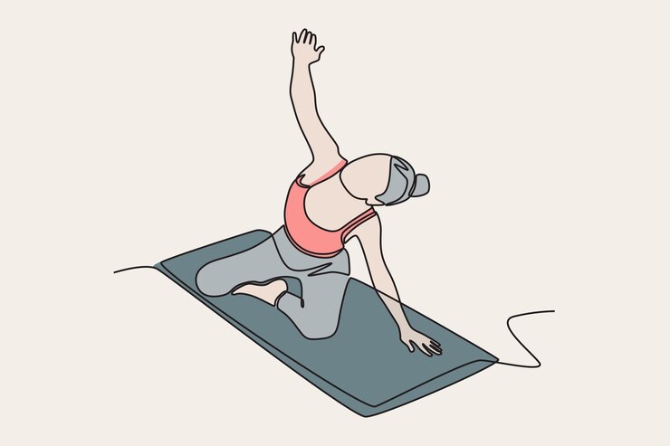 Vecteur femme de couleur faisant du pilates concept de pilates dessin en ligne