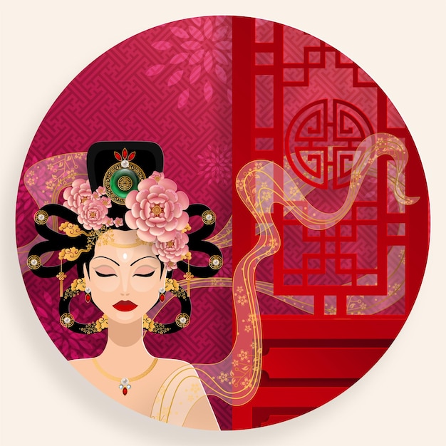 Femme Dans Le Bel Opéra Chinois Traditionnel, Illustration Vectorielle Pour Un Design Mignon.