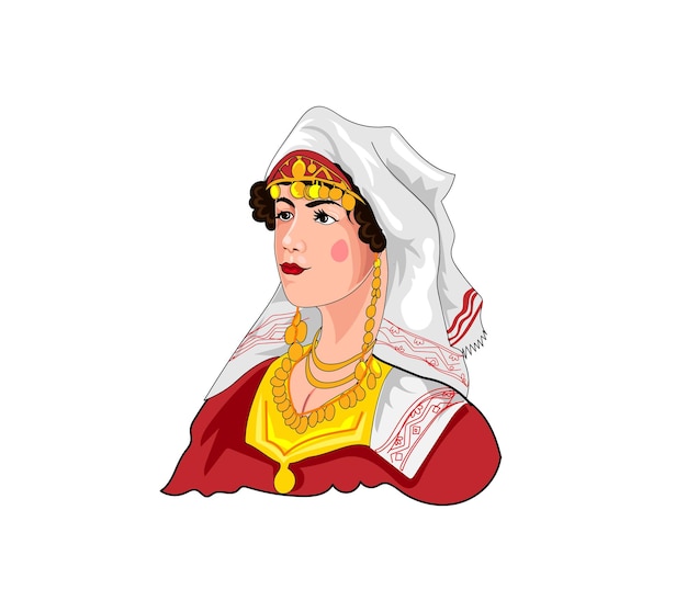 Vecteur une femme dans un costume traditionnelbelle illustration vectorielle de fille albanaise