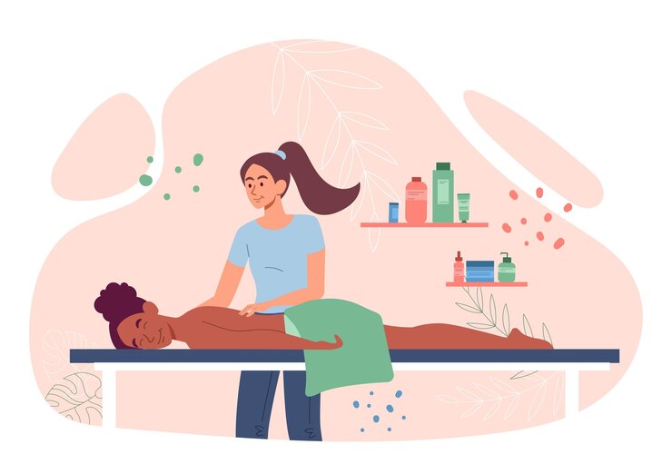 Vecteur femme, dans, spa, salon