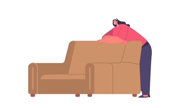 Femme détendue allongée sur un canapé confortable dégageant tranquillité et contentement dans un cadre serein