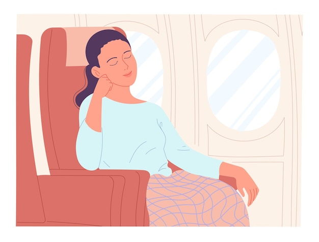 Femme dormant dans un avion pendant le vol