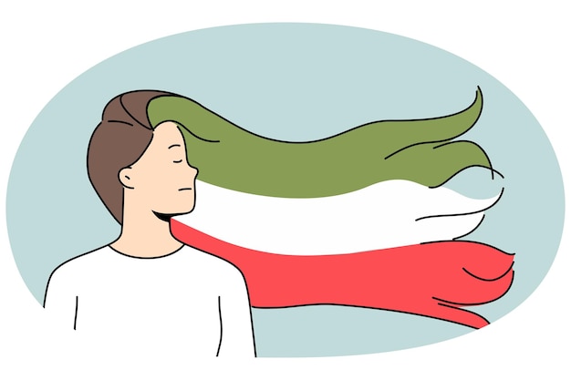 Femme Avec Un Drapeau Iranien Dans Les Cheveux