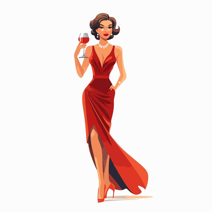 Vecteur une femme élégante en robe de cocktail illustration vectorielle