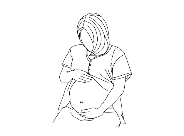 Femme Enceinte Dessin De Ligne