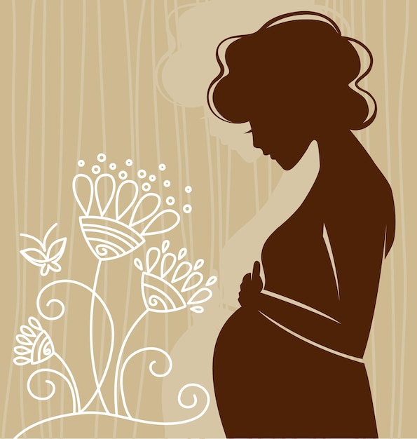 Vecteur femme enceinte en fleurs