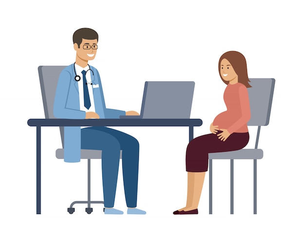 Femme enceinte lors de la consultation avec un médecin