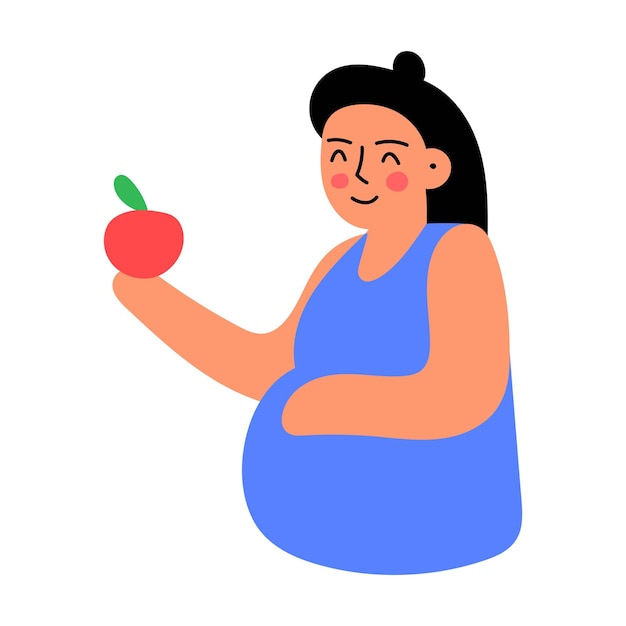 Femme Enceinte Manger Des Aliments Sains Illustration Sur Fond Blanc