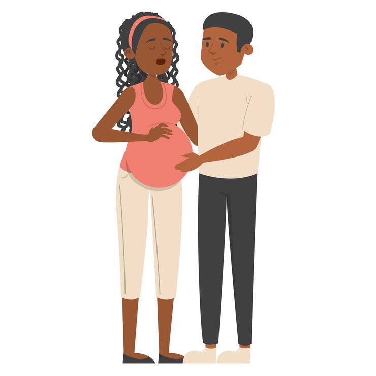 Vecteur femme enceinte, à, mari