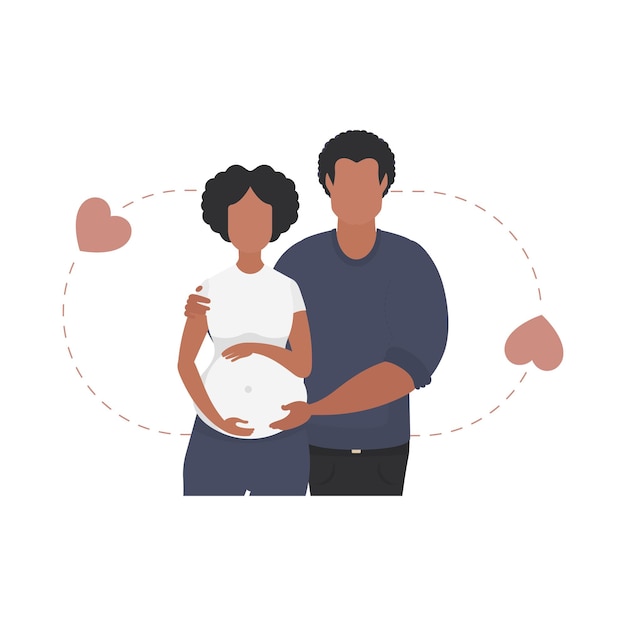 Vecteur la femme enceinte et son mari sont représentés jusqu'à la taille isolée concept de grossesse heureuse illustration vectorielle