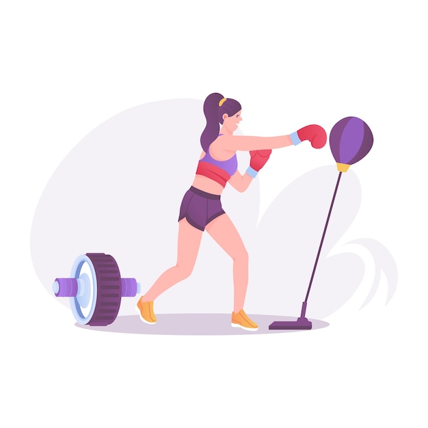 une femme est engagée dans la boxe avec une barre