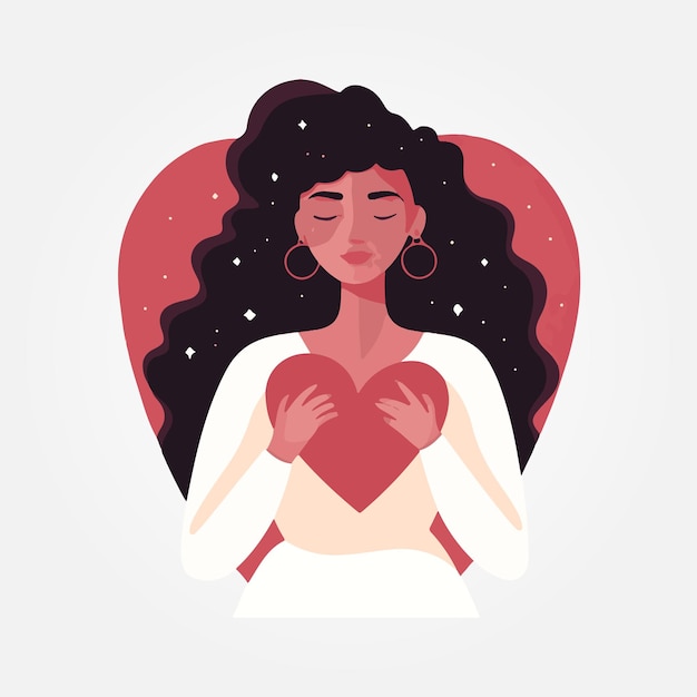 femme étreinte dans une illustration vectorielle de coeur