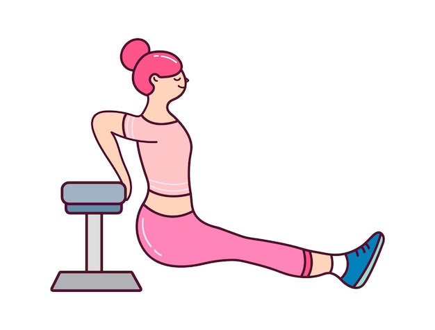 Vecteur femme exerçant dans la salle de gym illustration vectorielle de mode de vie sain