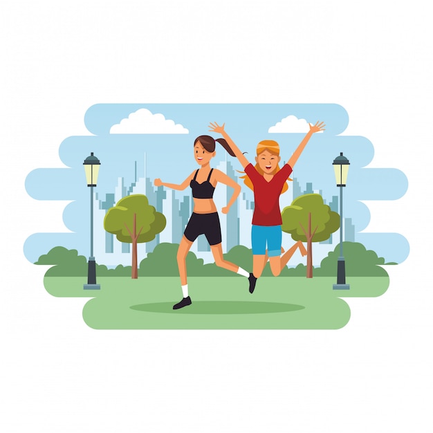 Femme, exercices, parkscape