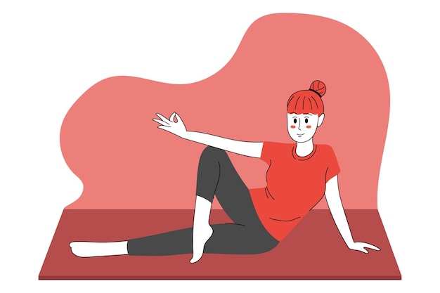 Femme, Faire, Yoga, Simple, Minimaliste, Illustration