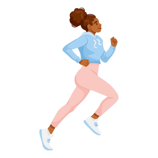 Femme faisant du jogging en tenue d'athlète sur fond blanc Illustration vectorielle