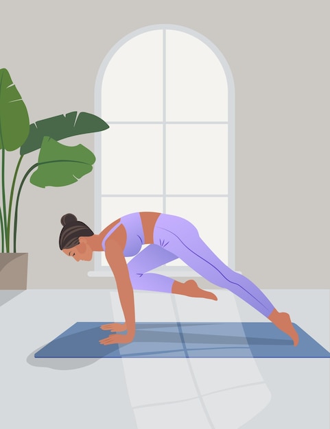 Femme faisant du yoga dans un costume violet Illustration vectorielle
