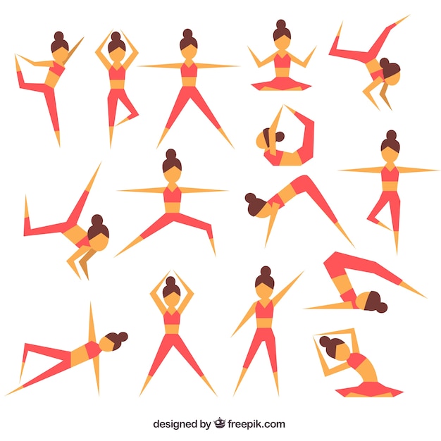 Vecteur femme faisant du yoga dans un style géométrique