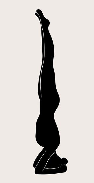 Vecteur femme faisant du yoga pilates fille mince faisant du yoga silhouette noire dessinée à la main illustration vectorielle
