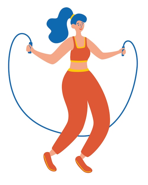 Femme faisant des exercices avec une corde à sauter Exercices cardio d'entraînement de fille