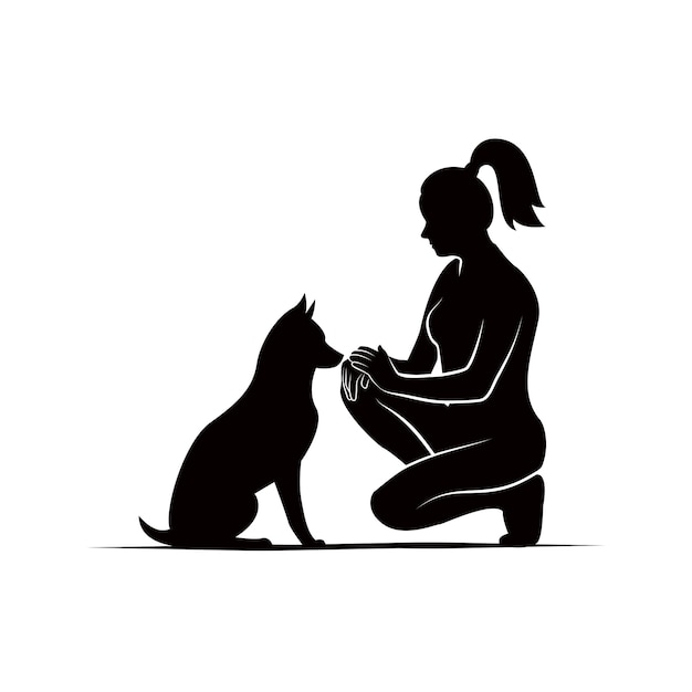 femme femme avec un chien assis amitié personnes et silhouette d'animal
