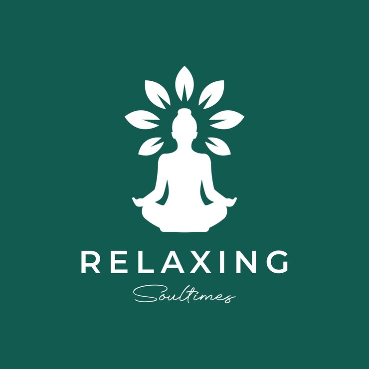 Vecteur femme feuilles naturelles détendre yoga pose posture assise moderne minimaliste simple logo design vecteur icône illustration