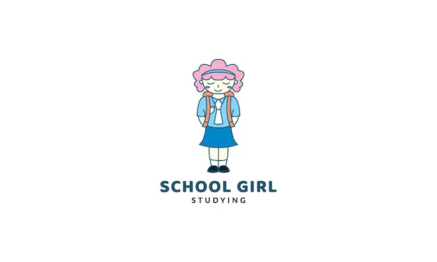 Femme Ou Fille Ou Femme Aller à L'illustration Vectorielle De Logo Mignon école