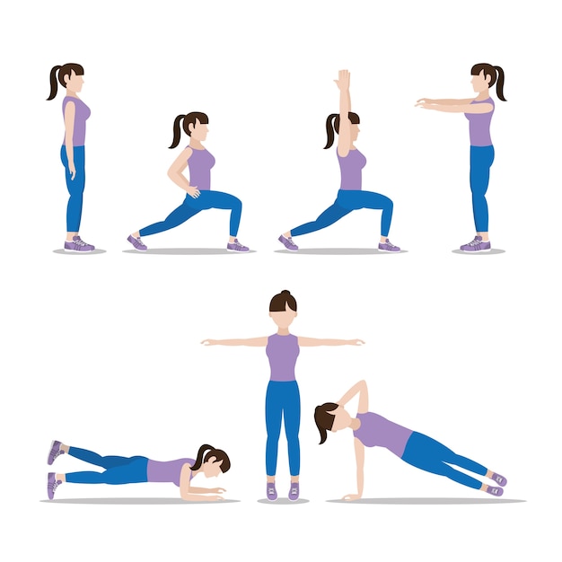 Vecteur femme fitness, faire de l'exercice