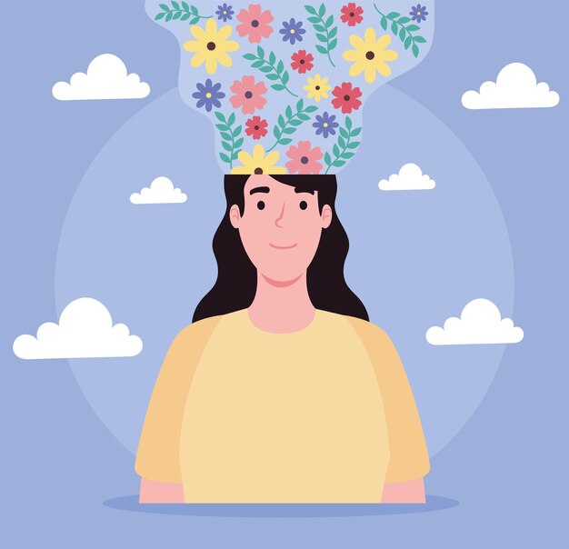 Femme avec flux floral