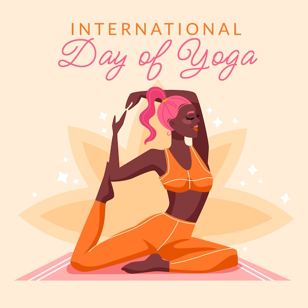Femme en forme dessinée à la main faisant du yoga illustration