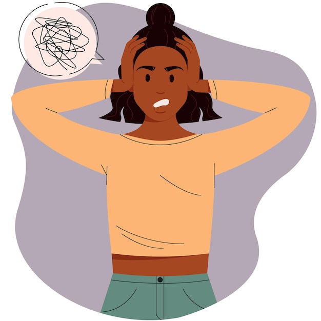 Une femme furieuse avec une expression de colère sur son visage Une femme en colère avec un esprit confus