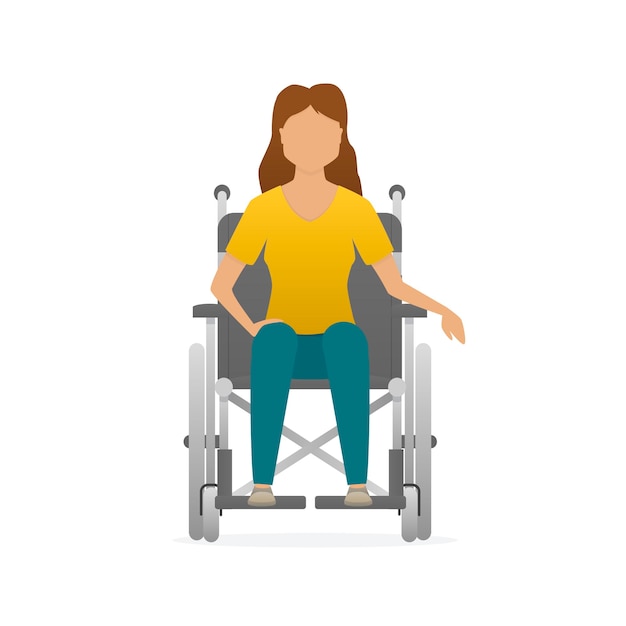 Vecteur femme handicapée assise en fauteuil roulant