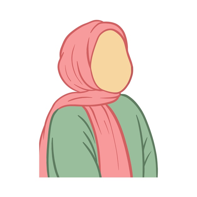 Femme Hijab élégante Et Tendance Dessinée à La Main Résumé Moderne Fait Face à La Mode Fille Hijab Parfaite Pour Le Modèle Et Le Papier Peint Des Médias Sociaux