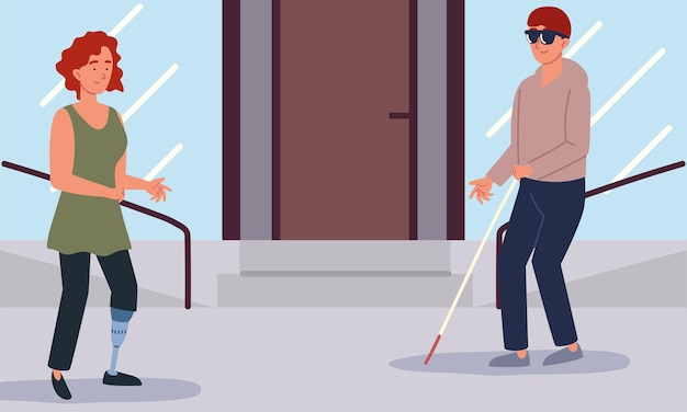 Femme homme handicapé