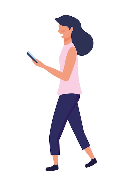 Femme, Illustration, Smartphone