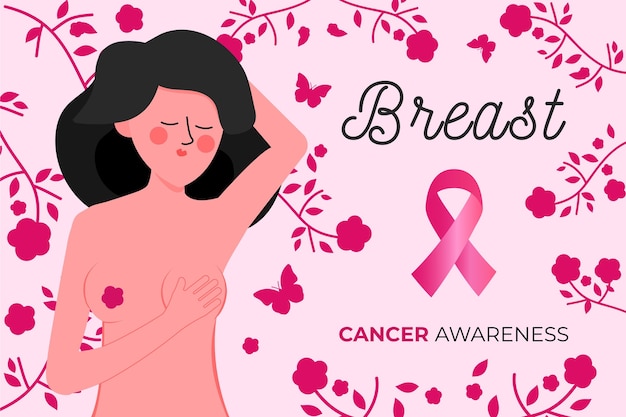 Vecteur femme illustrée représentant le mois de sensibilisation au cancer du sein