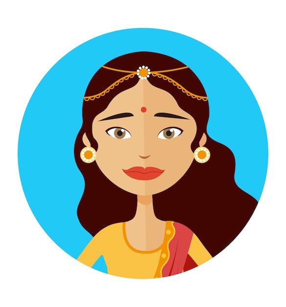 Femme Indienne Avatar Vector Illustration Isolée