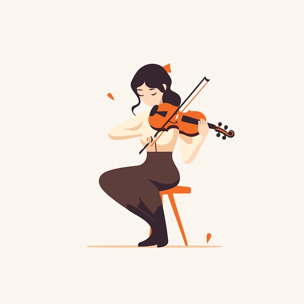 Femme jouant du violon Illustration vectorielle dans le style de dessin animé plat Concept musical
