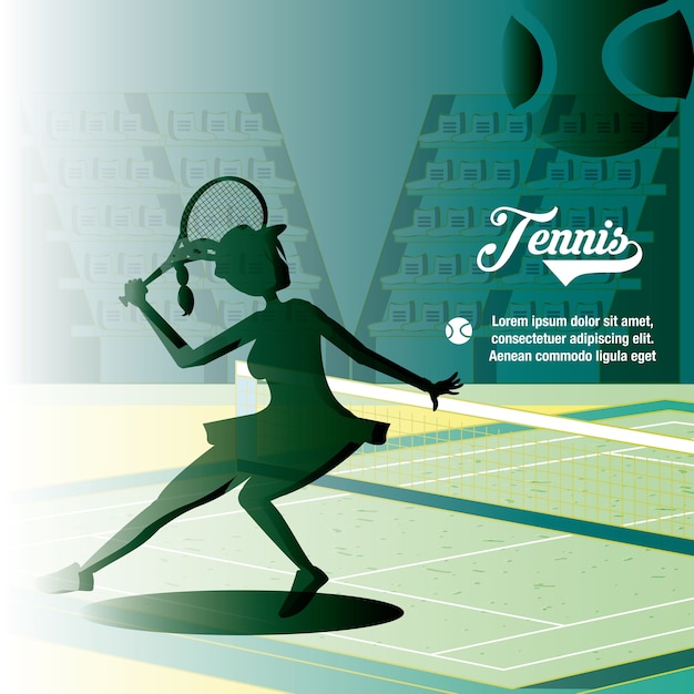 Vecteur femme jouant le personnage de tennis