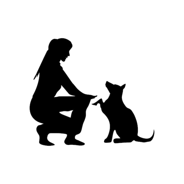 Une femme jouant avec son chien.