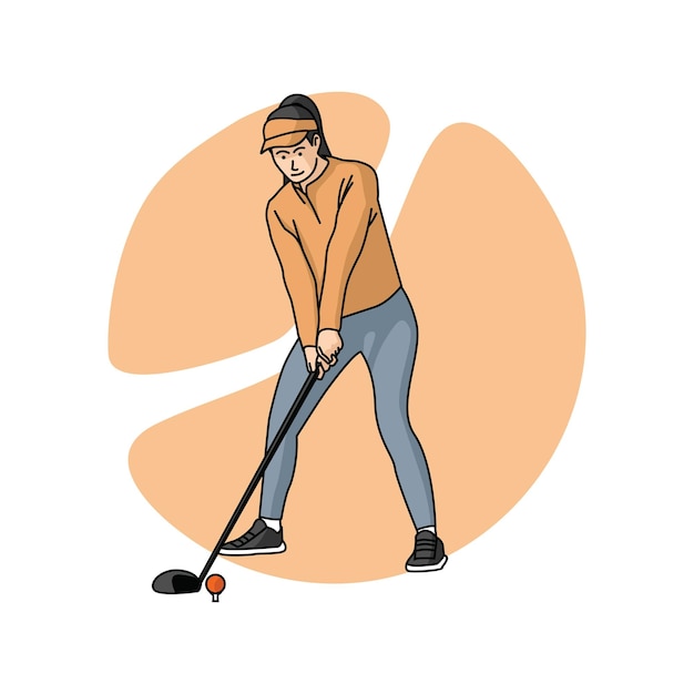 Vecteur femme, jouer golf, illustration