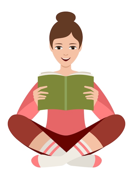 Femme lit un livre isolé sur blanc