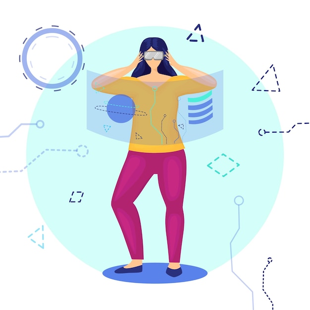 Femme avec des lunettes vr métaverse concept illustration vectorielle