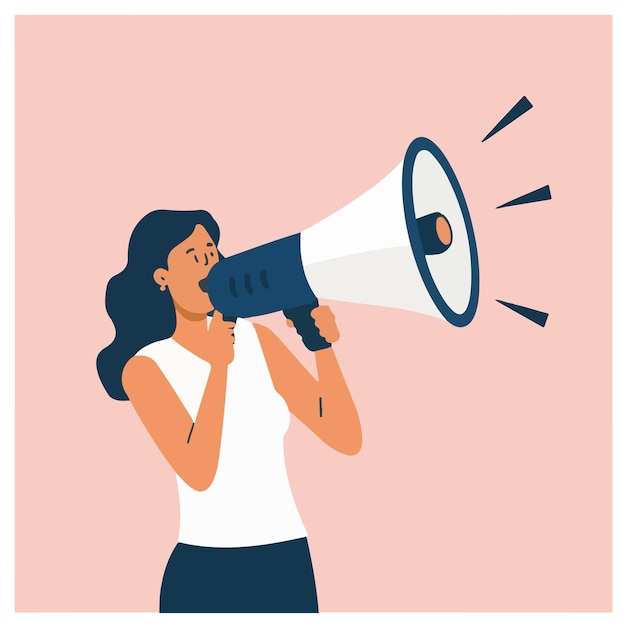 femme avec le marketing de mégaphone